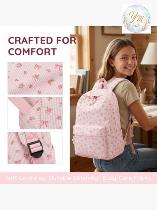 Corduroy Laptop Backpack for School College Travel 17 inch